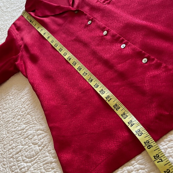 100% Silk Pajama Set Women’s Small Red 2 Pieces Long Sleeves Pants Classic Sexy - Picture 6 of 14